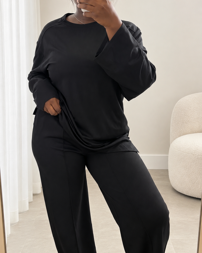 Ensemble Maya – haut fluide manches longues & pantalon large
