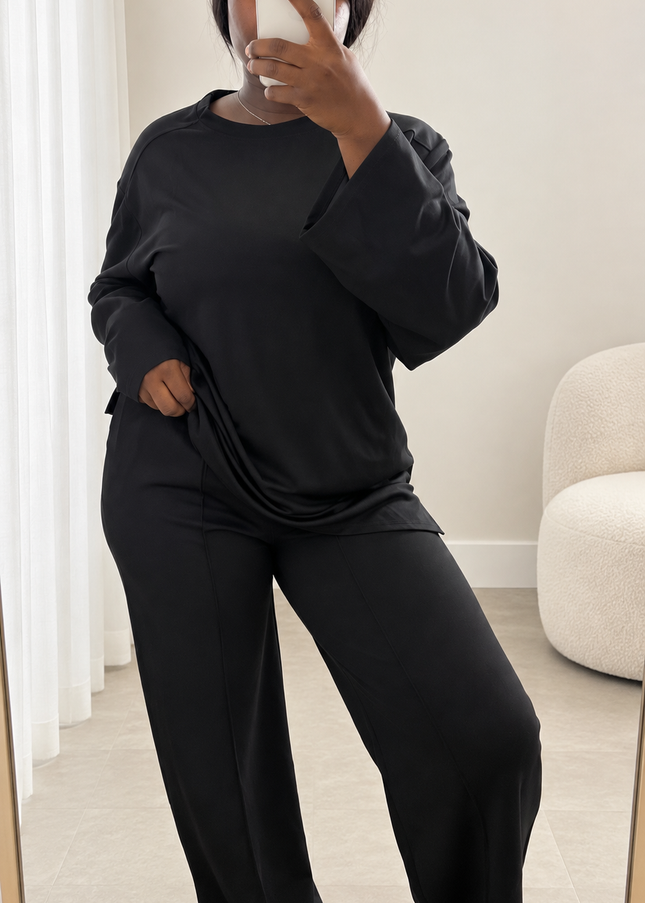 Ensemble Maya – haut fluide manches longues & pantalon large