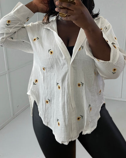 SOLÈNE Shirt - Sunny Sunflower Pattern