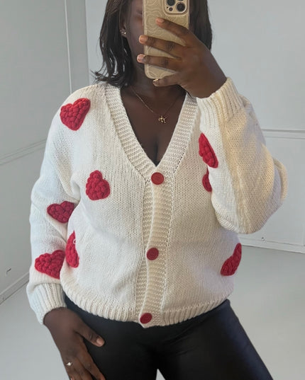 VALENTINE Cardigan - Romantic Black 3D Heart