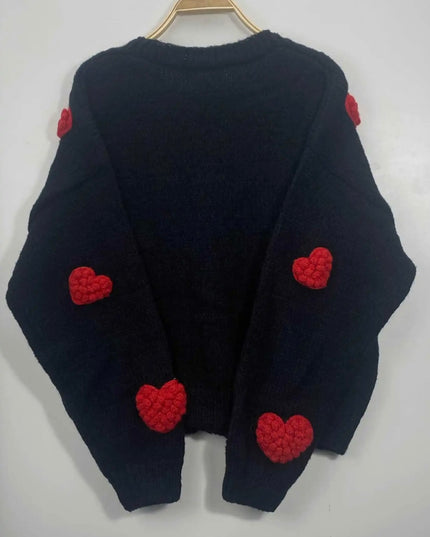 VALENTINE Cardigan - Romantic Black 3D Heart