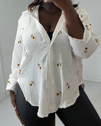SOLÈNE Shirt - Sunny Sunflower Pattern