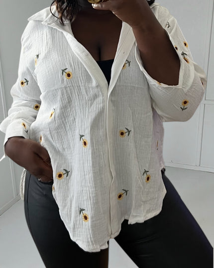 SOLÈNE Shirt - Sunny Sunflower Pattern