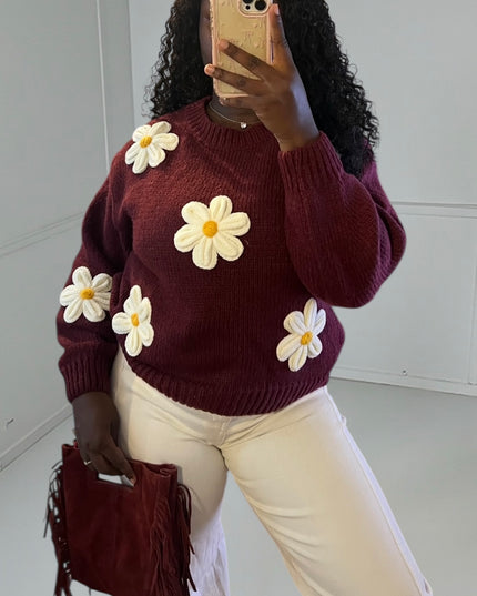 ANNA Marguerite sweater - Burgundy