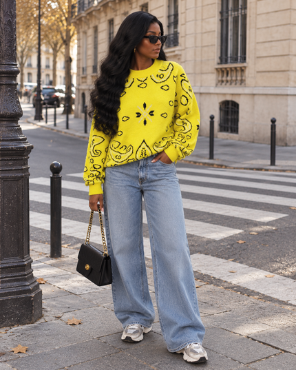 PULL NAYA - MOTIF BANDANA MAILLE CHAUDE