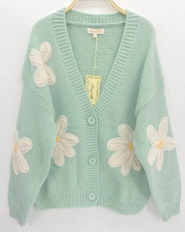 JADE Cardigan - Delicate Floral Pattern