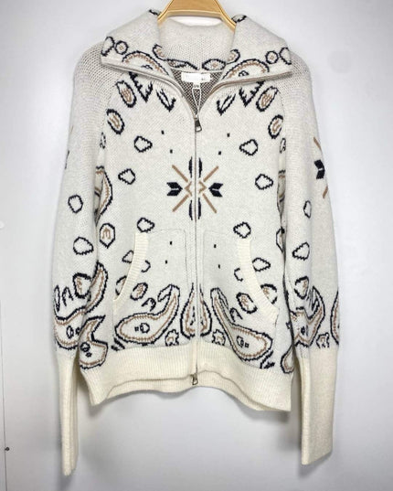 GILET NAYA MOTIF BANDANA - MAILLE CHAUDE ZIPPÉE