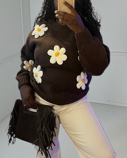 ANNA Marguerite sweater - Chocolate