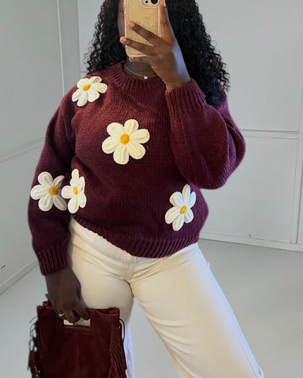 ANNA Marguerite sweater - Burgundy