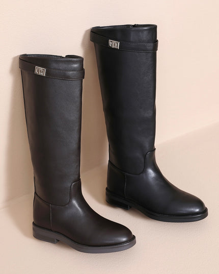 BOTTES CAVALIÈRES AMBRE – EFFET CUIR