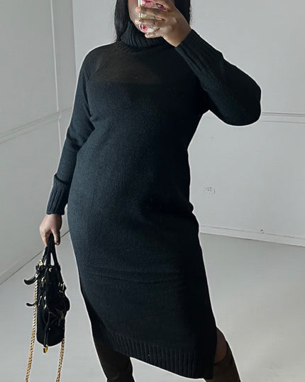MIRA Sweater Dress - Elegant Camel Turtleneck