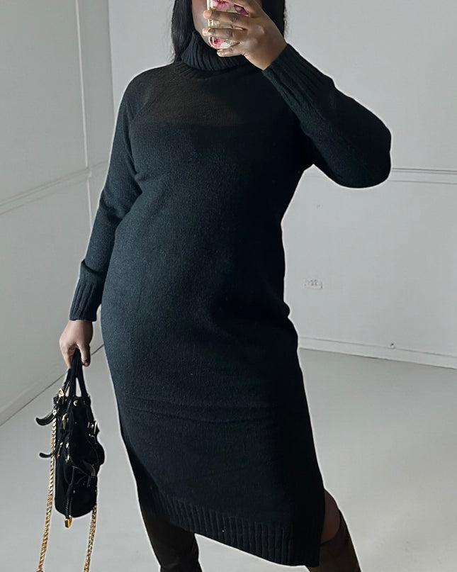 MIRA Sweater Dress - Elegant Camel Turtleneck