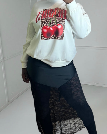 CHERRY Sweatshirt - Oversized Leopard Print
