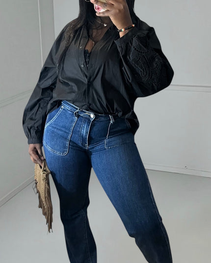 NIA Jeans - High-Waisted Washed Trendy