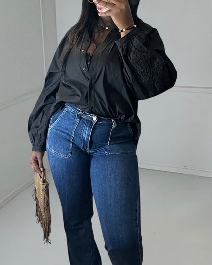 NIA Jeans - High-Waisted Washed Trendy