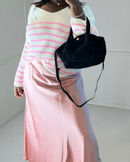 EMMA Skirt - Elegant Flowing Pink Satin