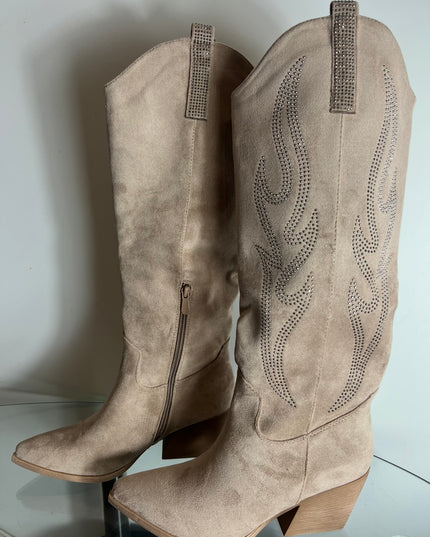 Cowboy Boots BEVERLY - Beige Strass Glamor