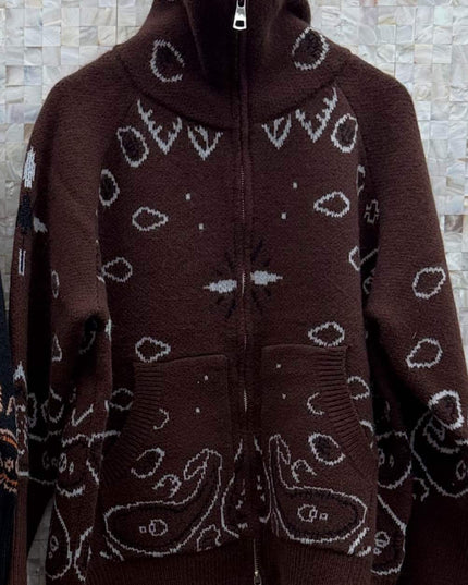 GILET NAYA MOTIF BANDANA - MAILLE CHAUDE ZIPPÉE