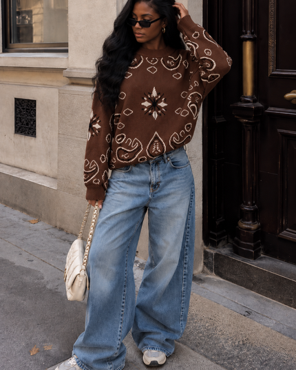 PULL NAYA - MOTIF BANDANA MAILLE CHAUDE