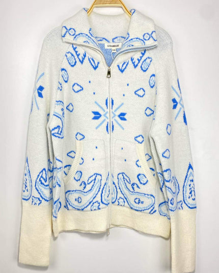 GILET NAYA MOTIF BANDANA - MAILLE CHAUDE ZIPPÉE