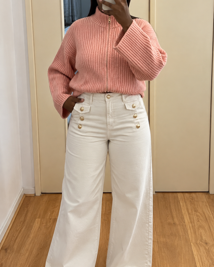 Jean LÉNA - Wide Leg Boutons Dorés Tendance