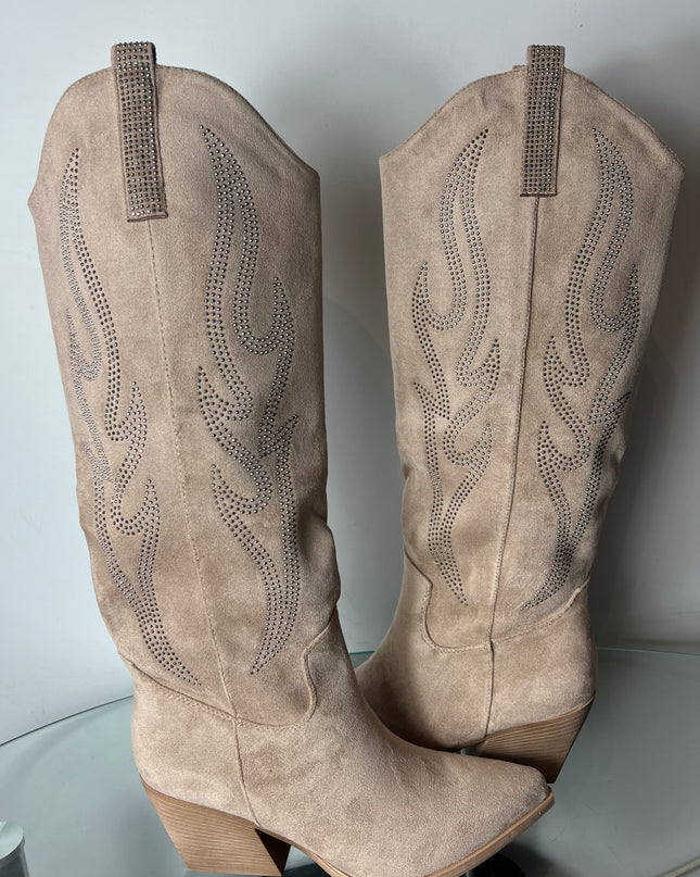 Cowboy Boots BEVERLY - Beige Strass Glamor