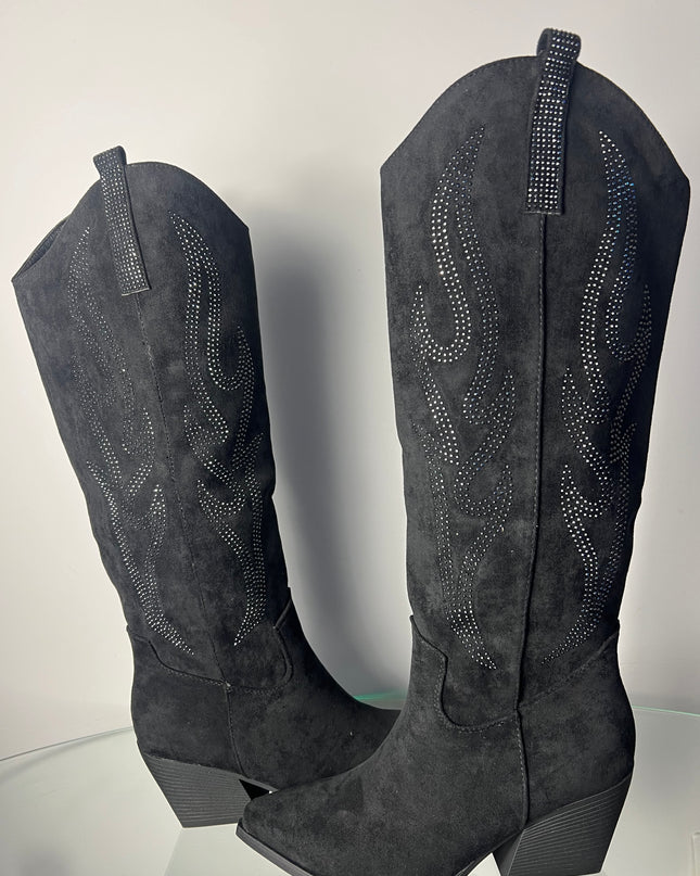 BEVERLY Cowboy Boots - Black Strass Glamor