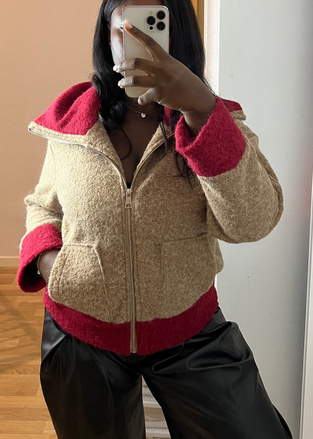 Veste Éléa – effet teddy bicolore